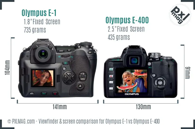 Olympus E-1 vs Olympus E-400 Screen and Viewfinder comparison