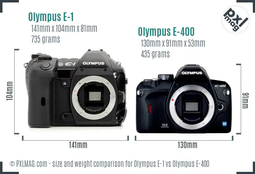 Olympus E-1 vs Olympus E-400 size comparison