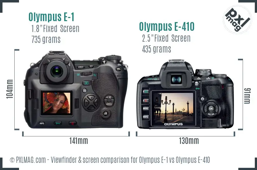Olympus E-1 vs Olympus E-410 Screen and Viewfinder comparison