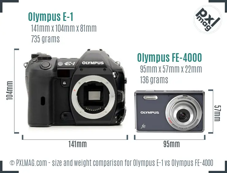 Olympus E-1 vs Olympus FE-4000 size comparison