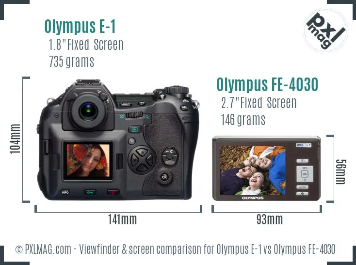 Olympus E-1 vs Olympus FE-4030 Screen and Viewfinder comparison