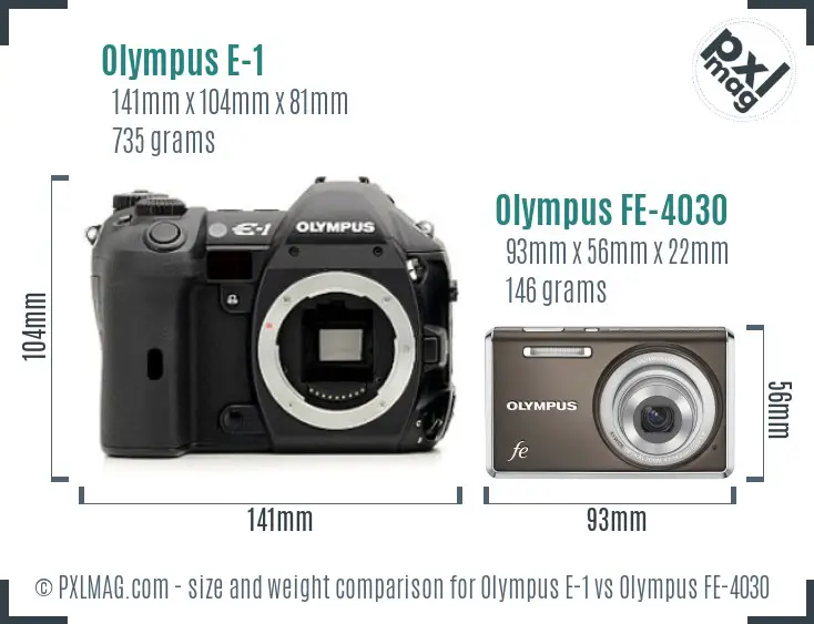 Olympus E-1 vs Olympus FE-4030 size comparison