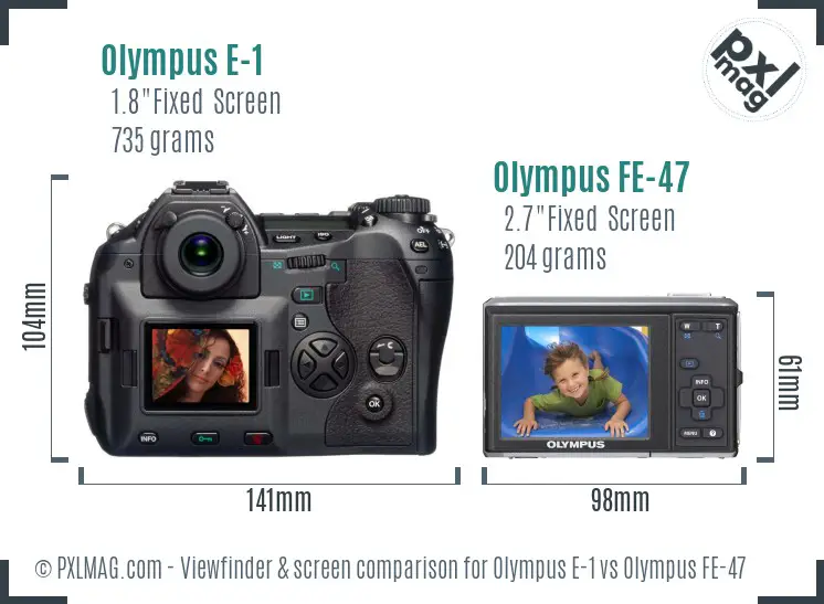 Olympus E-1 vs Olympus FE-47 Screen and Viewfinder comparison