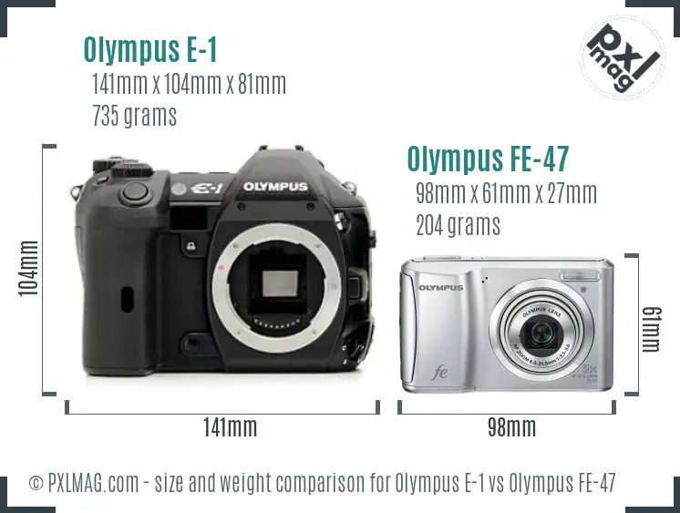 Olympus E-1 vs Olympus FE-47 size comparison