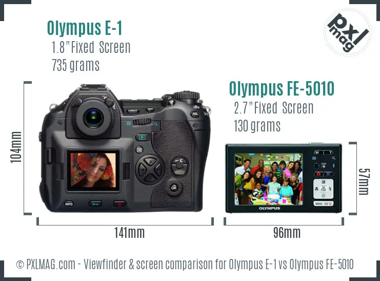 Olympus E-1 vs Olympus FE-5010 Screen and Viewfinder comparison