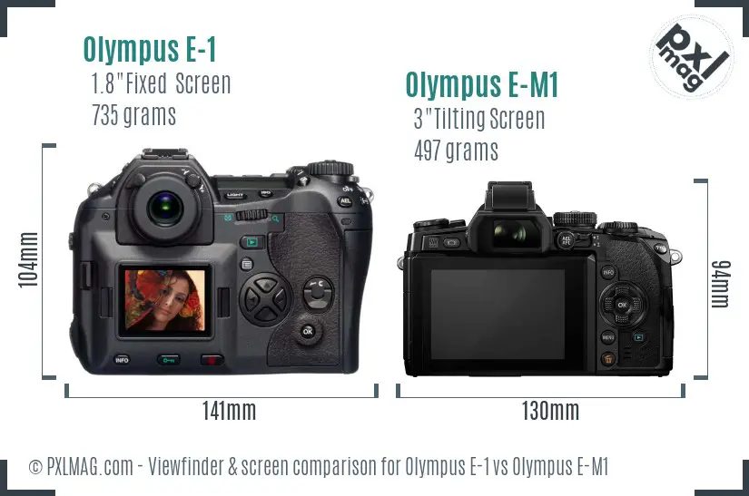 Olympus E-1 vs Olympus E-M1 Screen and Viewfinder comparison