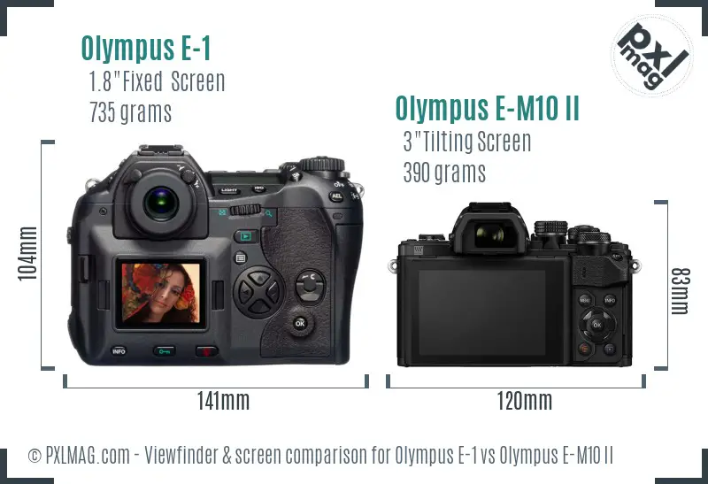 Olympus E-1 vs Olympus E-M10 II Screen and Viewfinder comparison