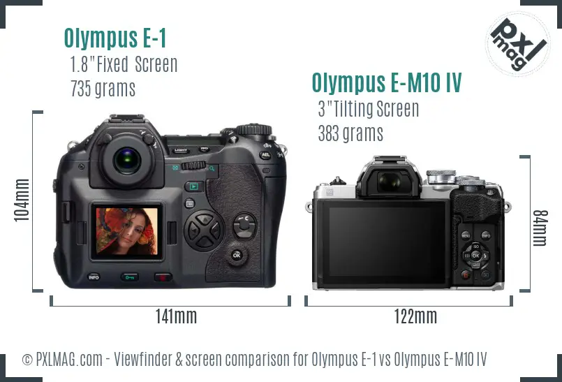 Olympus E-1 vs Olympus E-M10 IV Screen and Viewfinder comparison
