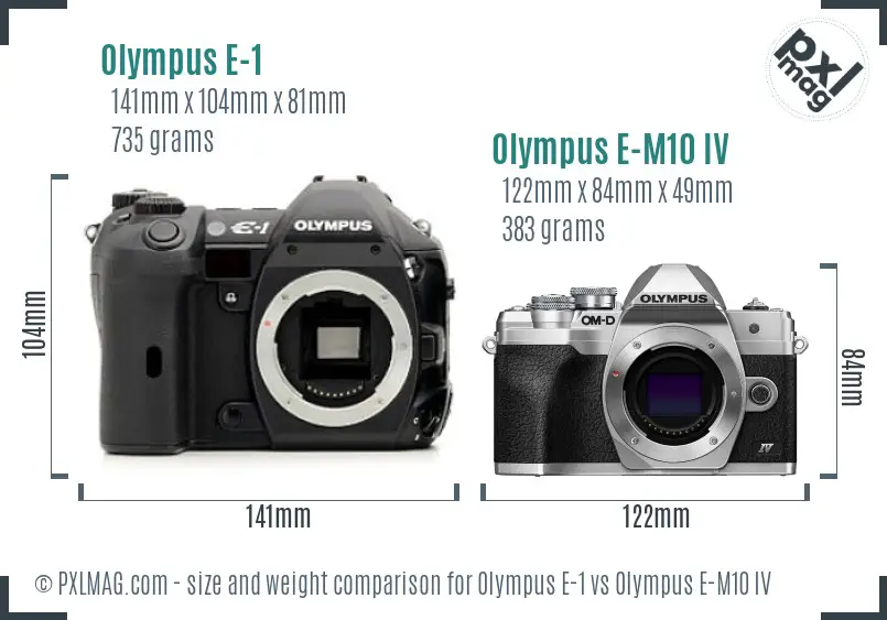 Olympus E-1 vs Olympus E-M10 IV size comparison