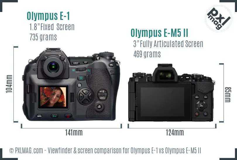 Olympus E-1 vs Olympus E-M5 II Screen and Viewfinder comparison