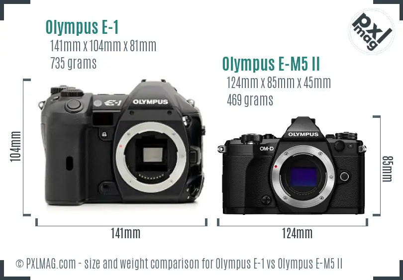 Olympus E-1 vs Olympus E-M5 II size comparison
