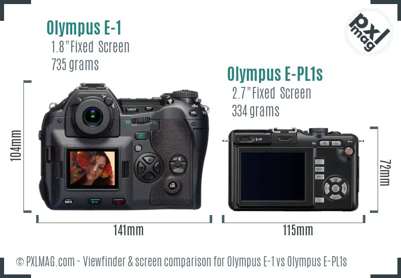 Olympus E-1 vs Olympus E-PL1s Screen and Viewfinder comparison