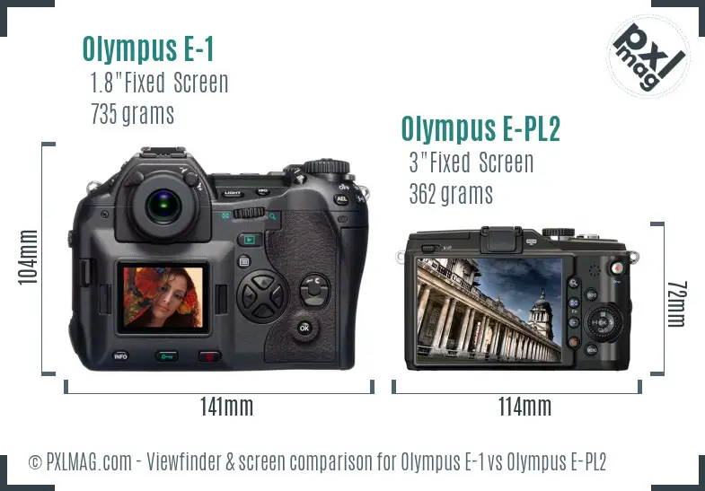 Olympus E-1 vs Olympus E-PL2 Screen and Viewfinder comparison