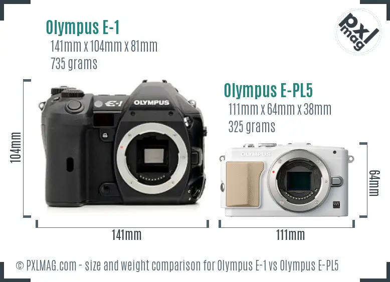 Olympus E-1 vs Olympus E-PL5 size comparison