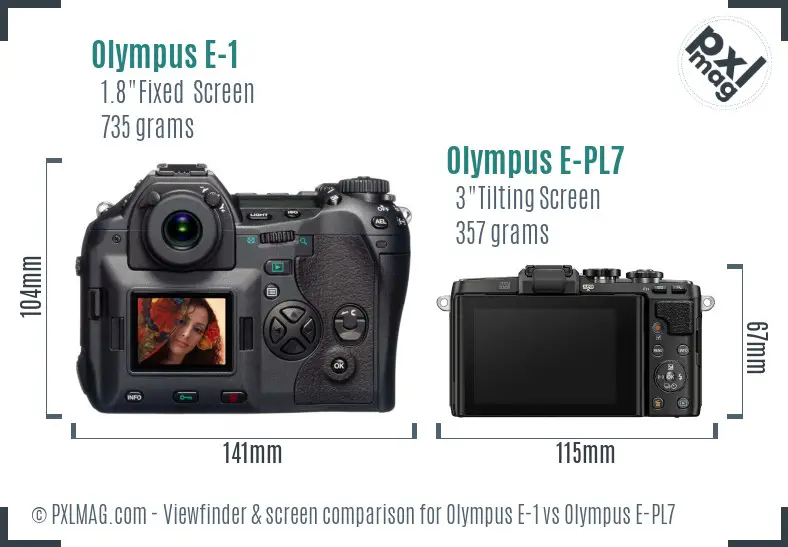 Olympus E-1 vs Olympus E-PL7 Screen and Viewfinder comparison