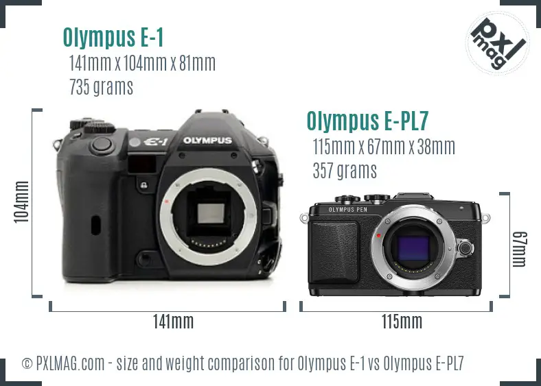 Olympus E-1 vs Olympus E-PL7 size comparison