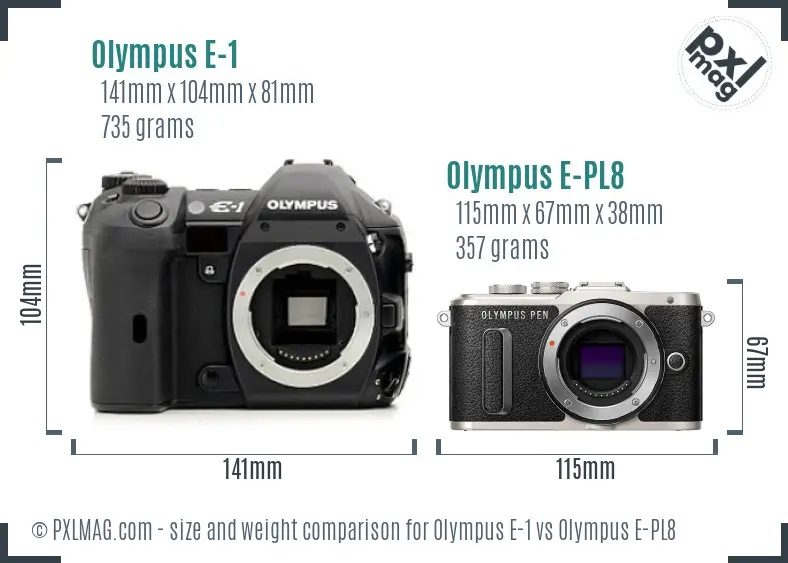 Olympus E-1 vs Olympus E-PL8 size comparison