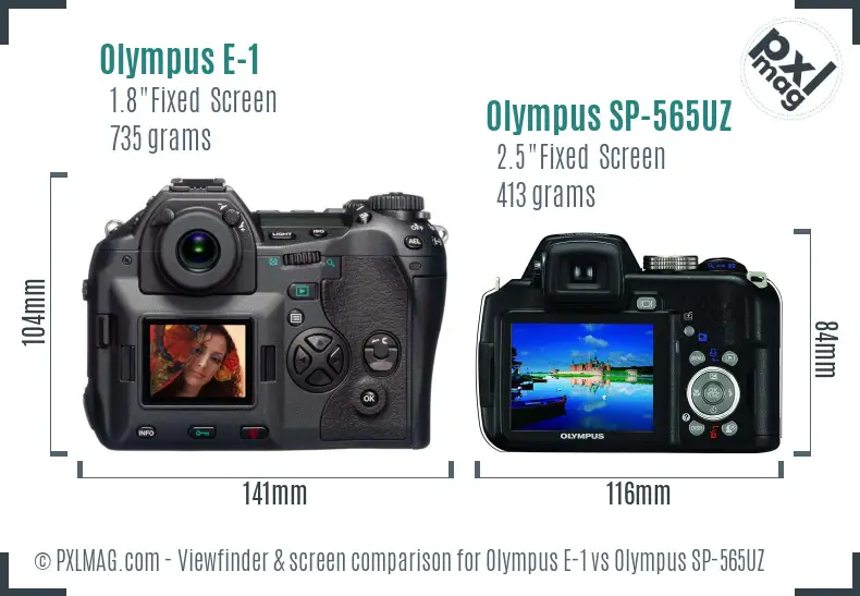 Olympus E-1 vs Olympus SP-565UZ Screen and Viewfinder comparison