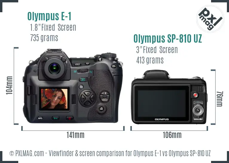 Olympus E-1 vs Olympus SP-810 UZ Screen and Viewfinder comparison
