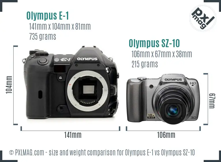 Olympus E-1 vs Olympus SZ-10 size comparison