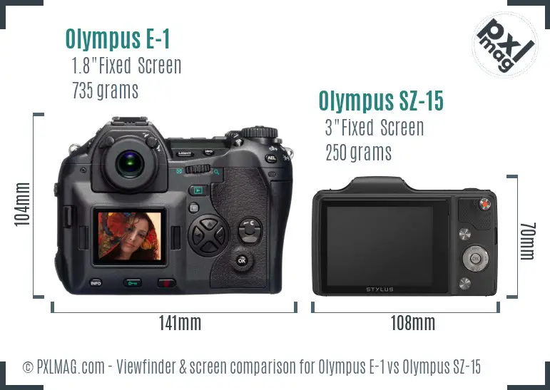 Olympus E-1 vs Olympus SZ-15 Screen and Viewfinder comparison