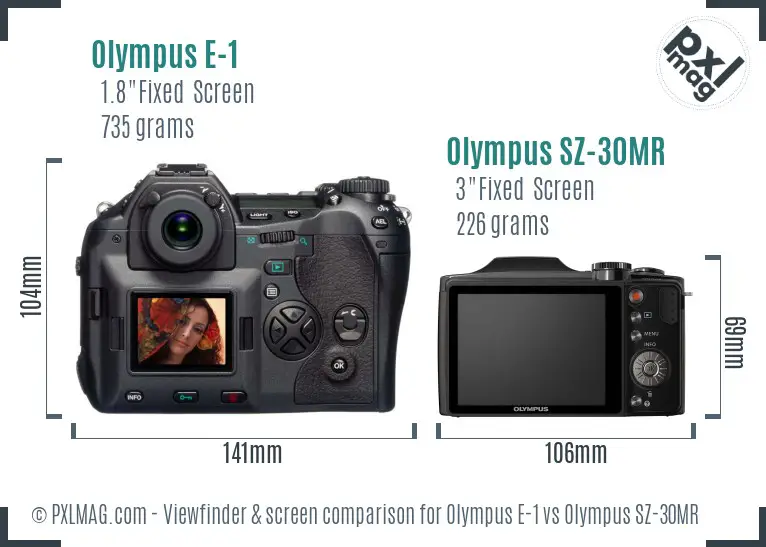 Olympus E-1 vs Olympus SZ-30MR Screen and Viewfinder comparison