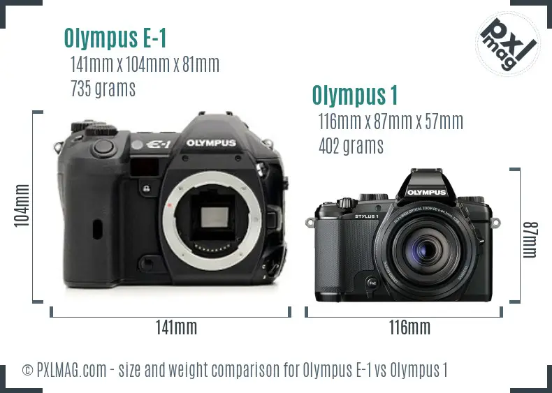 Olympus E-1 vs Olympus 1 size comparison