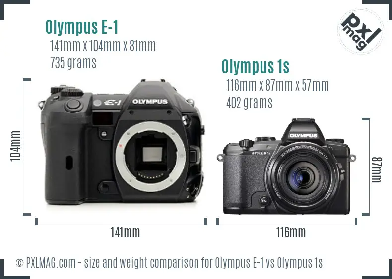 Olympus E-1 vs Olympus 1s size comparison