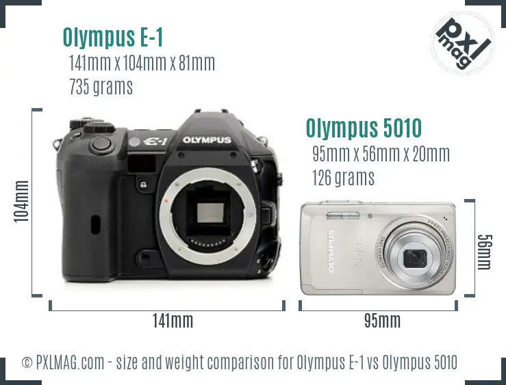 Olympus E-1 vs Olympus 5010 size comparison