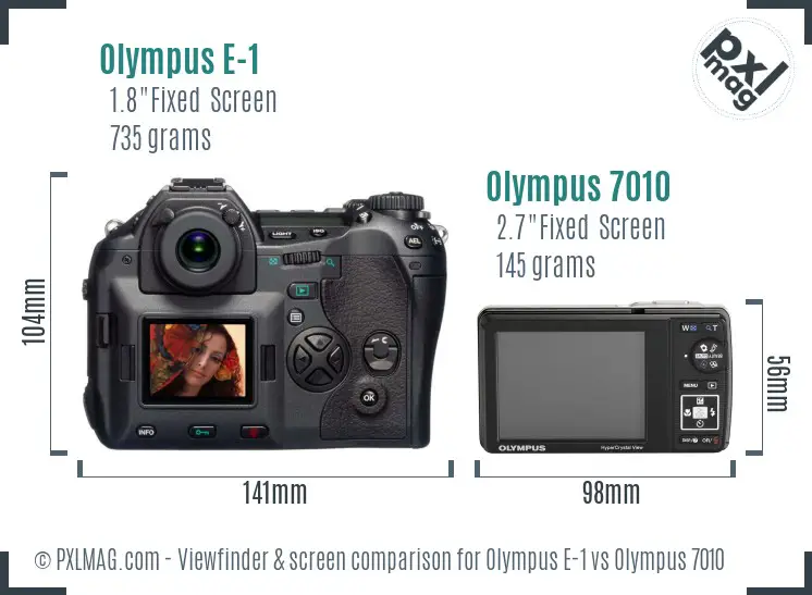 Olympus E-1 vs Olympus 7010 Screen and Viewfinder comparison