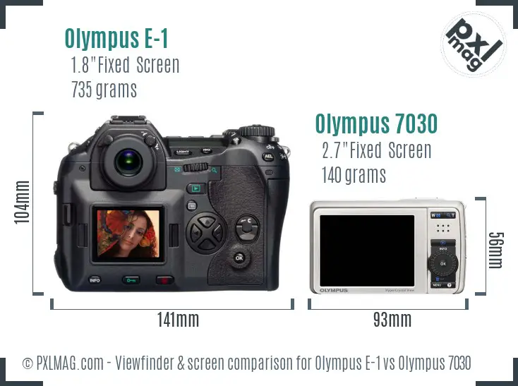 Olympus E-1 vs Olympus 7030 Screen and Viewfinder comparison