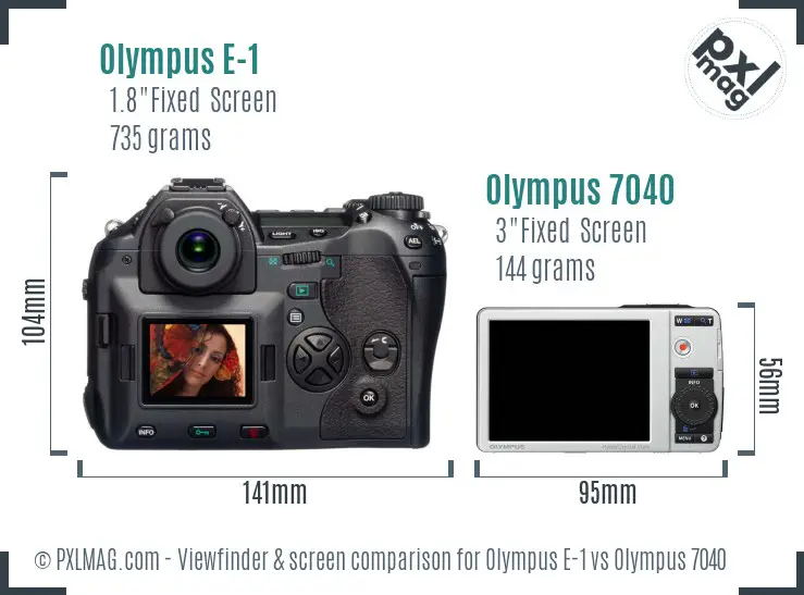 Olympus E-1 vs Olympus 7040 Screen and Viewfinder comparison