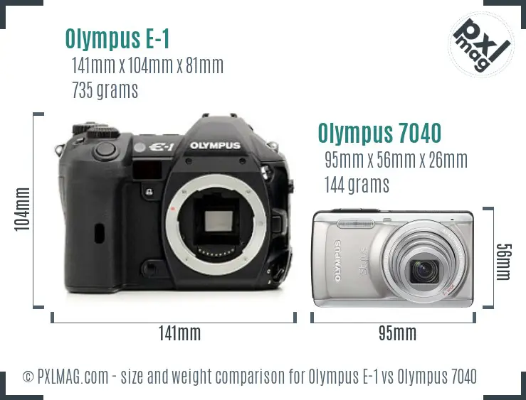 Olympus E-1 vs Olympus 7040 size comparison