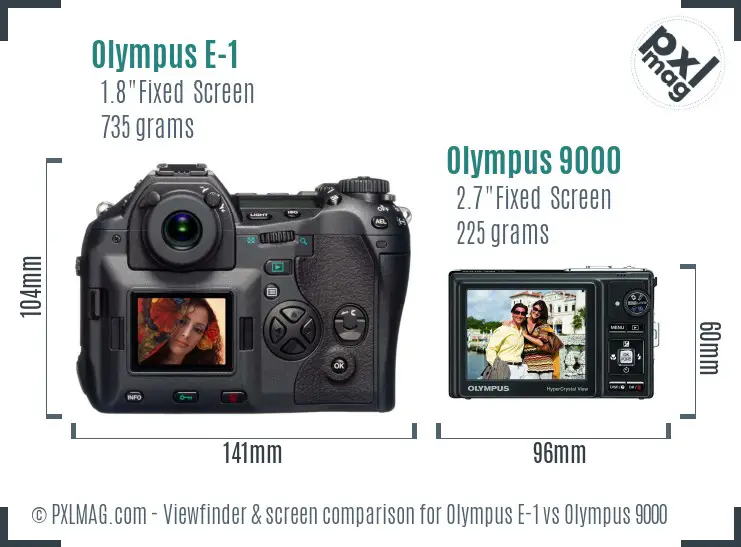 Olympus E-1 vs Olympus 9000 Screen and Viewfinder comparison