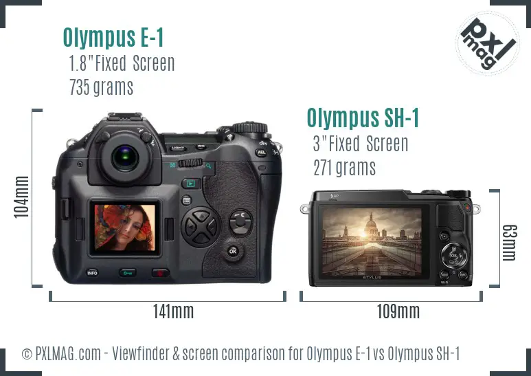 Olympus E-1 vs Olympus SH-1 Screen and Viewfinder comparison