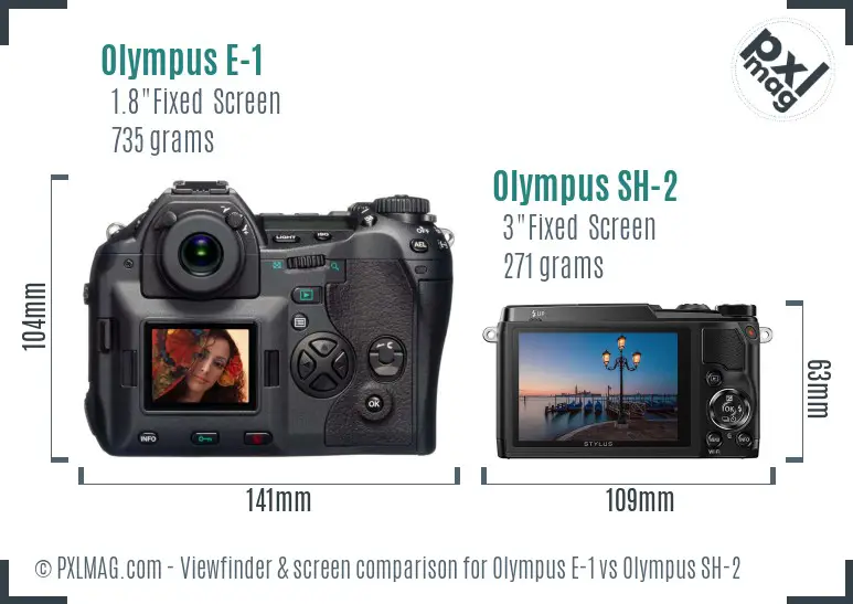 Olympus E-1 vs Olympus SH-2 Screen and Viewfinder comparison