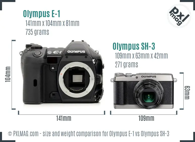 Olympus E-1 vs Olympus SH-3 size comparison