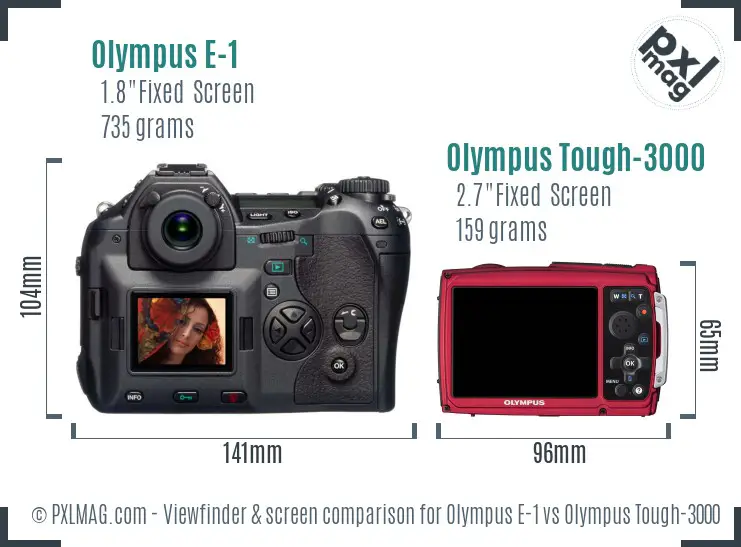Olympus E-1 vs Olympus Tough-3000 Screen and Viewfinder comparison