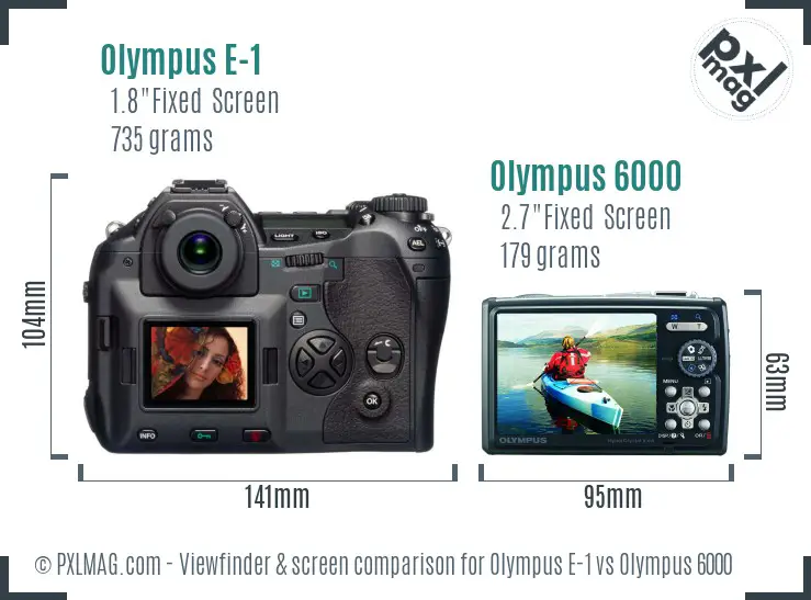 Olympus E-1 vs Olympus 6000 Screen and Viewfinder comparison