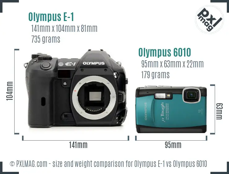 Olympus E-1 vs Olympus 6010 size comparison
