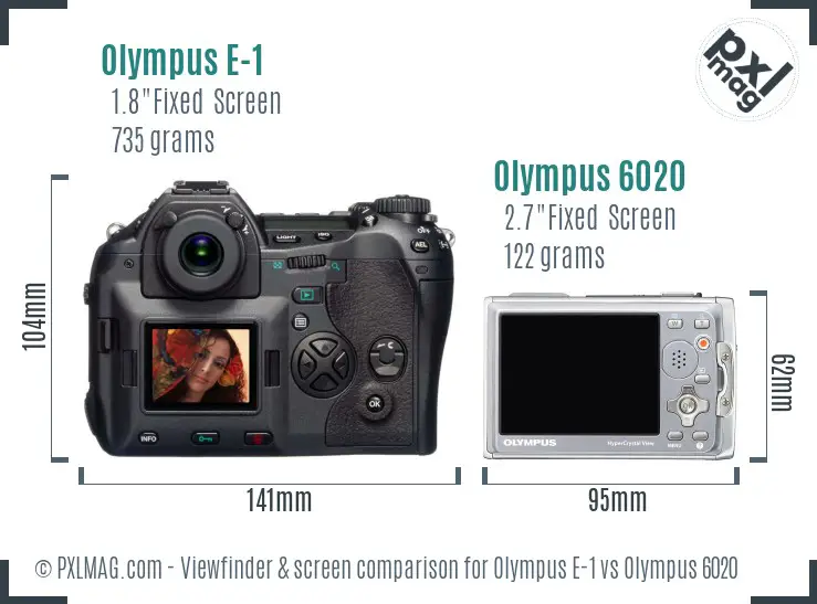 Olympus E-1 vs Olympus 6020 Screen and Viewfinder comparison