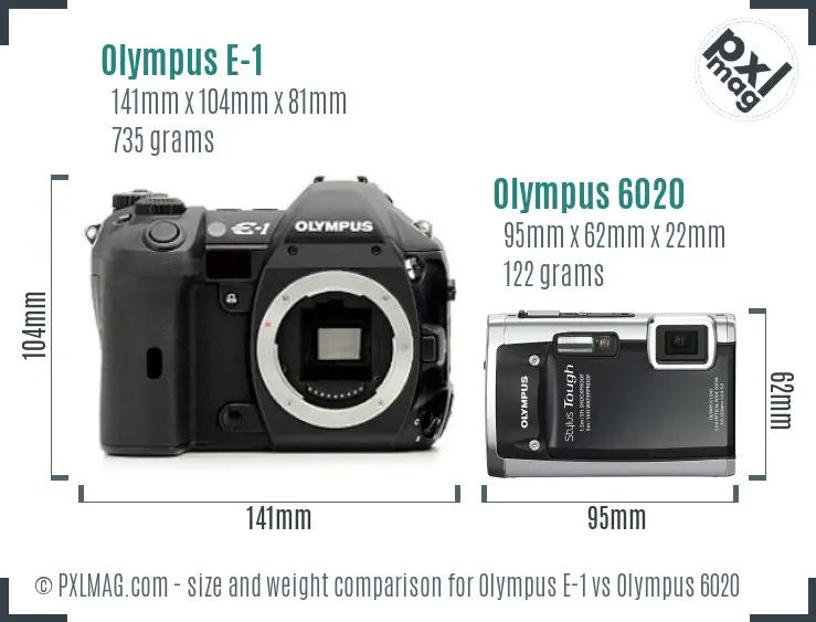 Olympus E-1 vs Olympus 6020 size comparison