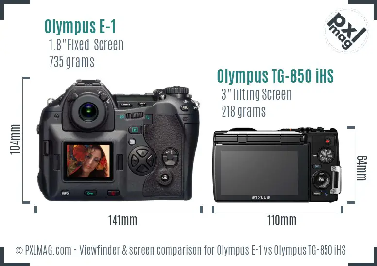 Olympus E-1 vs Olympus TG-850 iHS Screen and Viewfinder comparison
