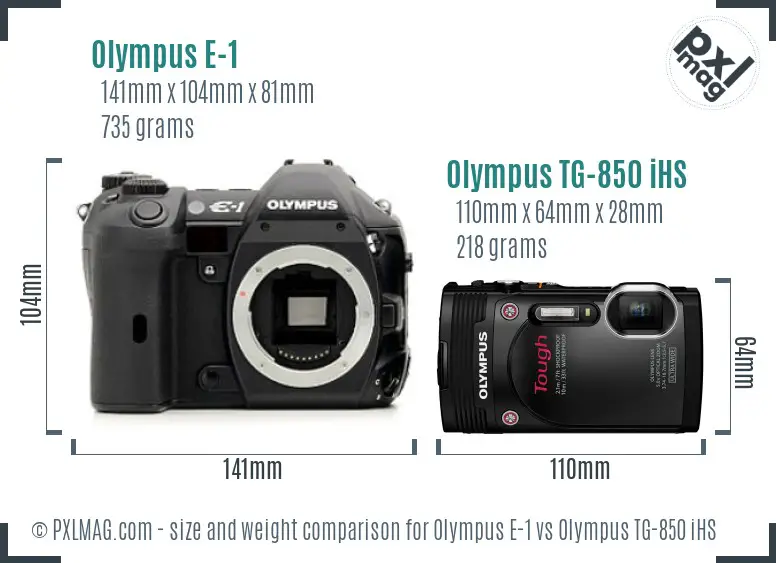 Olympus E-1 vs Olympus TG-850 iHS size comparison