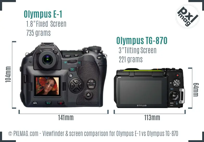 Olympus E-1 vs Olympus TG-870 Screen and Viewfinder comparison