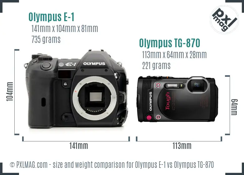 Olympus E-1 vs Olympus TG-870 size comparison