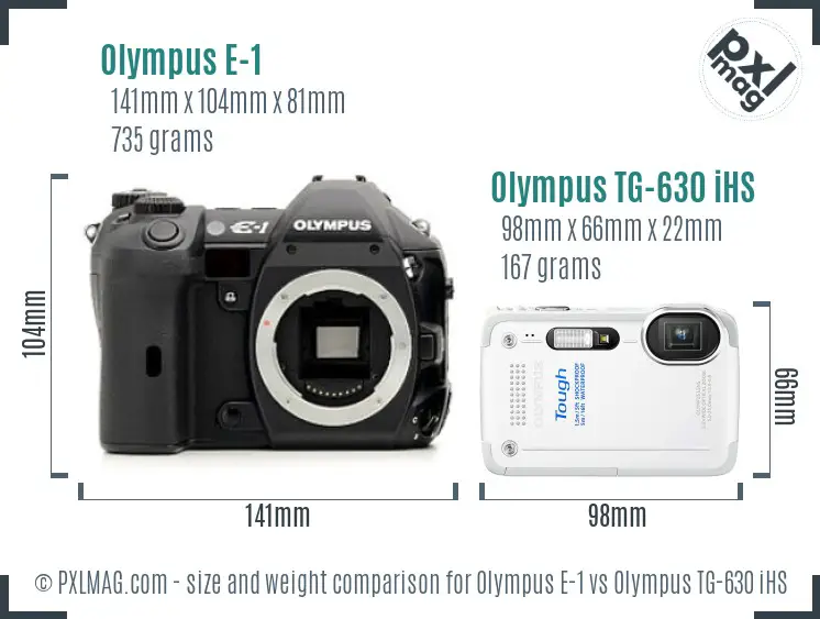 Olympus E-1 vs Olympus TG-630 iHS size comparison