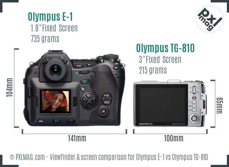Olympus E-1 vs Olympus TG-810 Screen and Viewfinder comparison