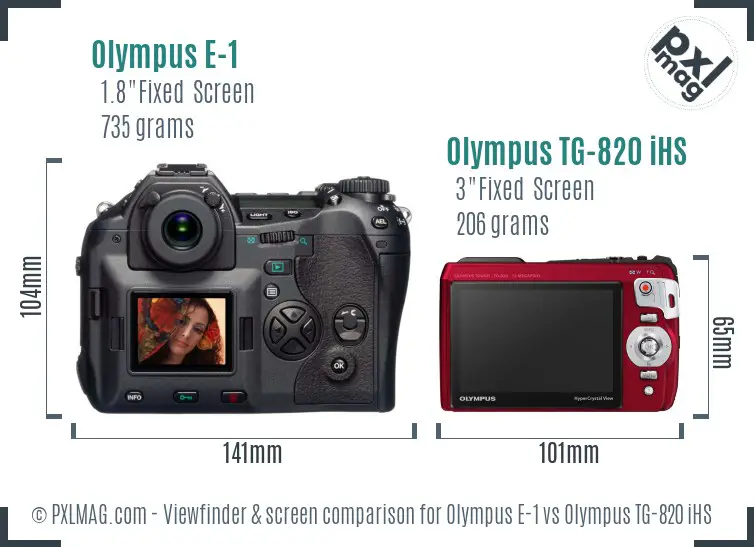 Olympus E-1 vs Olympus TG-820 iHS Screen and Viewfinder comparison