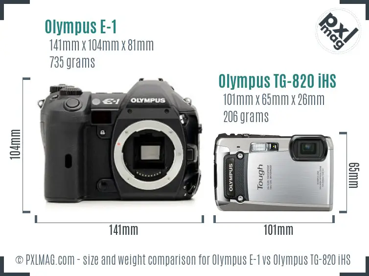 Olympus E-1 vs Olympus TG-820 iHS size comparison